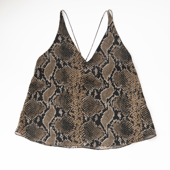 Zara Tops - ZARA Snakeskin Print Crisscross Strap Tank Blouse